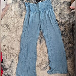 Style Envy Light Blue Smocked Jumpsuit